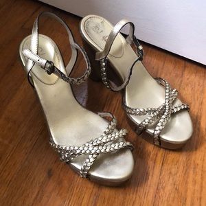 Cole Haan gold wedge sandals
